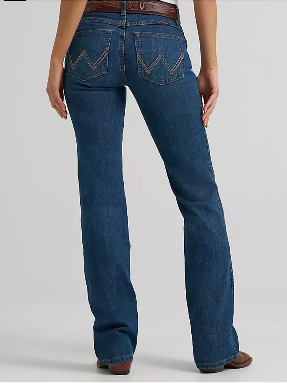 Wrangler Q Baby Jeans 29/7x38 Blue Bootcut Stretch No Gap Waistband Size 7 Dark